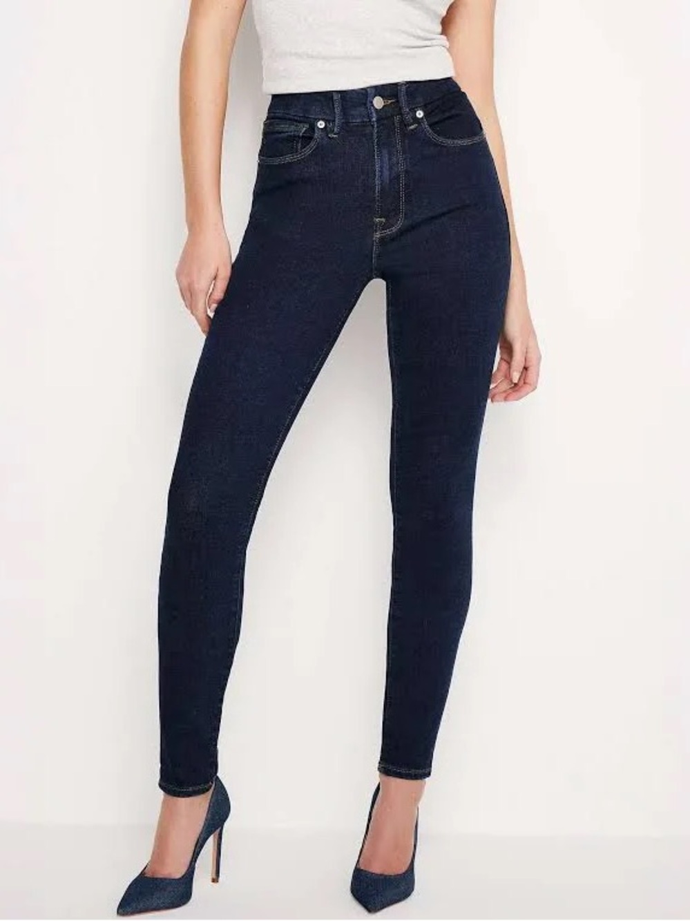 Good American Women's Good Legs Skinny Jeans Dark Blue 14-18